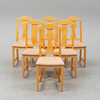 MATBORD samt 6 st STOLAR, björk, 1900-talets andra hälft.