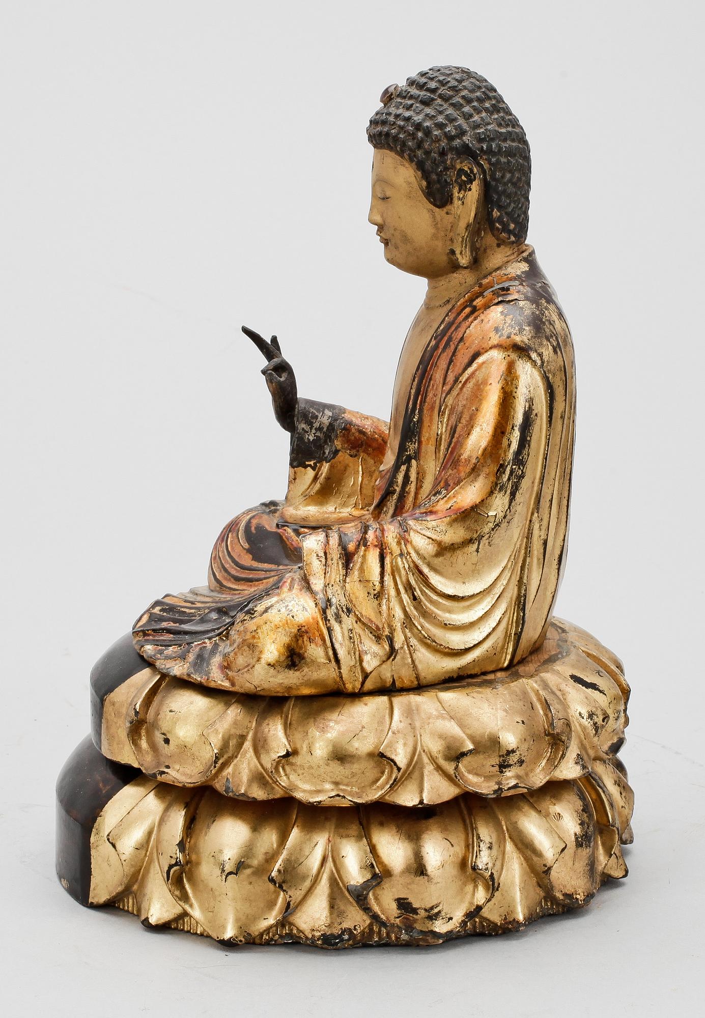 BUDDHASTATYETT, trä, Japan, möjligen 1800-tal.