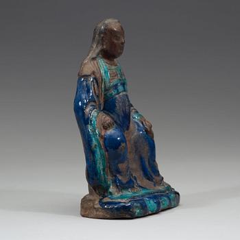 A Fahua seated figure of Zhenwu, Ming dynasty (1368-1644).