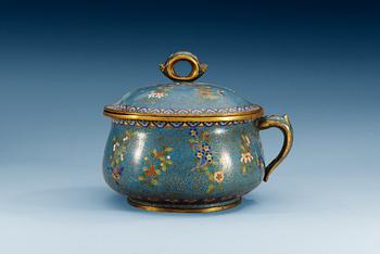 1493. A cloisonné chamber pot with cover, Qing dynasty, 19th Century.