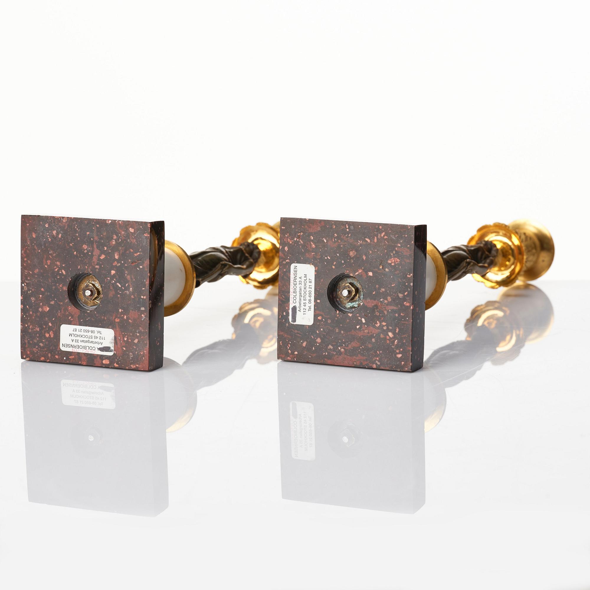 A pair of late Gustavian circa 1800 candlesticks attributed to F. L. Rung.