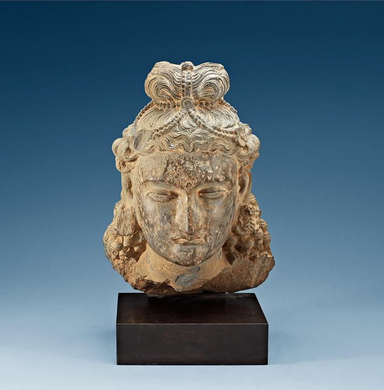A stone Bodhisattva, presumably Gandhara 2nd-3rd Century.
