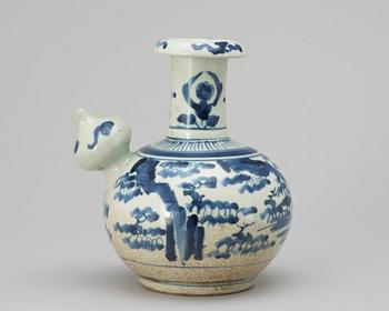 358. A blue and white Japanese kendi, 18th Century.