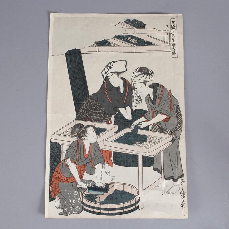 UTAMARO, träsnitt, Japan, senare tryck, 1800-tal.