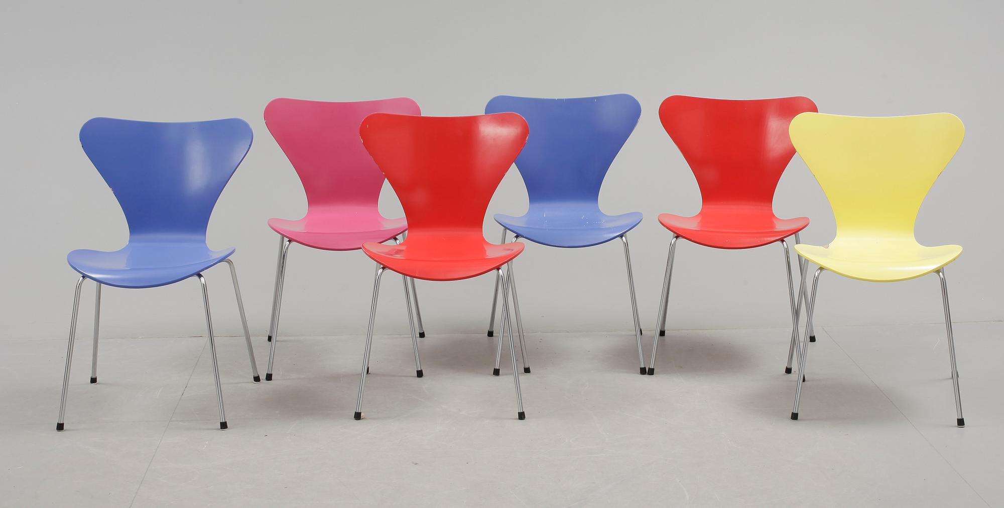 STOLAR, 6 st, "Sjuan", Arne Jacobsen, Fritz Hansen, 1997.