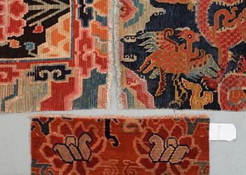 A set with three small Tibetan wool rugs, Qing dynasty, late 19th Century.