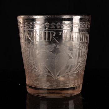 Wedding cup, glass, Germany, 18th century.