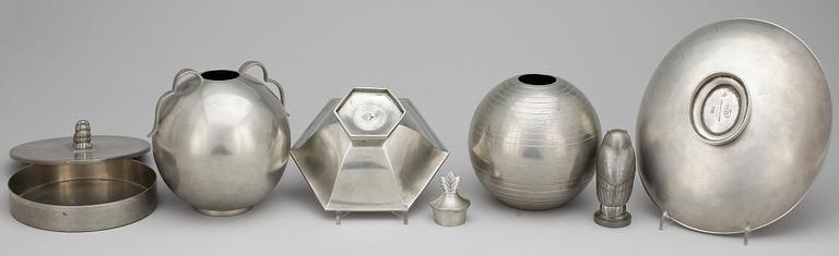 PARTI TENN, 6 delar, bl.a. CG Hallberg o Just Andersen, 1900-tal.