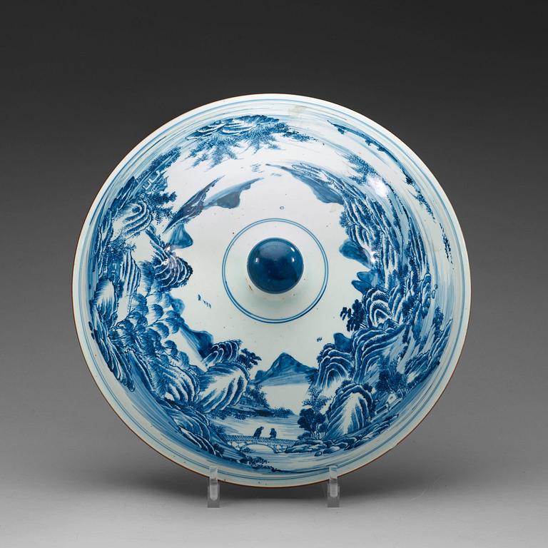 A large blue and white cover, early 20th Century.