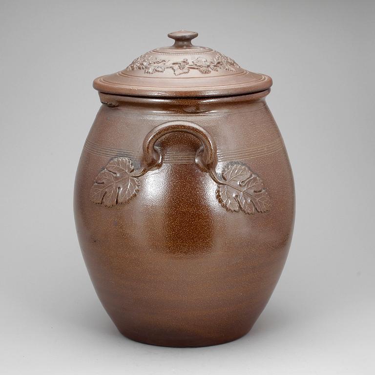 PRAKTKRUS, 30 liter, saltglaserat stengods, Höganäs, 1900-talets andra hälft.