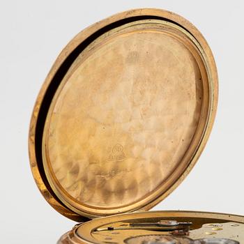 Pocket watch, hunter case, 14K gold, 60.5 mm.