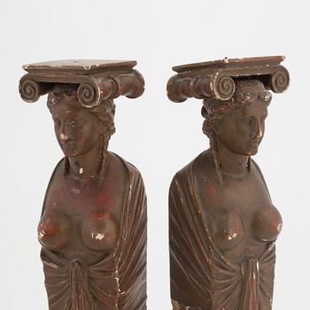 A pair of caryatid decorative elements, second half of the 19th century.