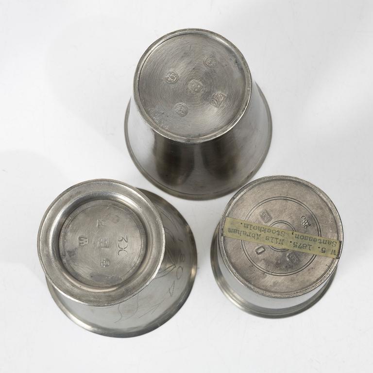 Bägare, 7 st samt kalkar, 2 st, olika mästare, 17/1800-tal.