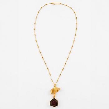 Björn Weckström, necklace, 18K gold with watermelon tourmaline, for Lapponia.