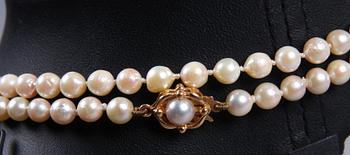 COLLIER samt ÖRHÄNGEN, pärlor och guld.