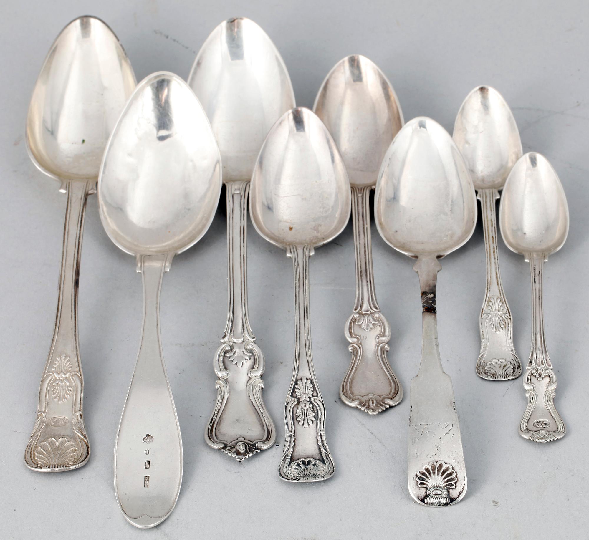 PARTI SKEDAR, 16 st, silver, olika mästare, Sverige och Finland, mest 1800-tal.