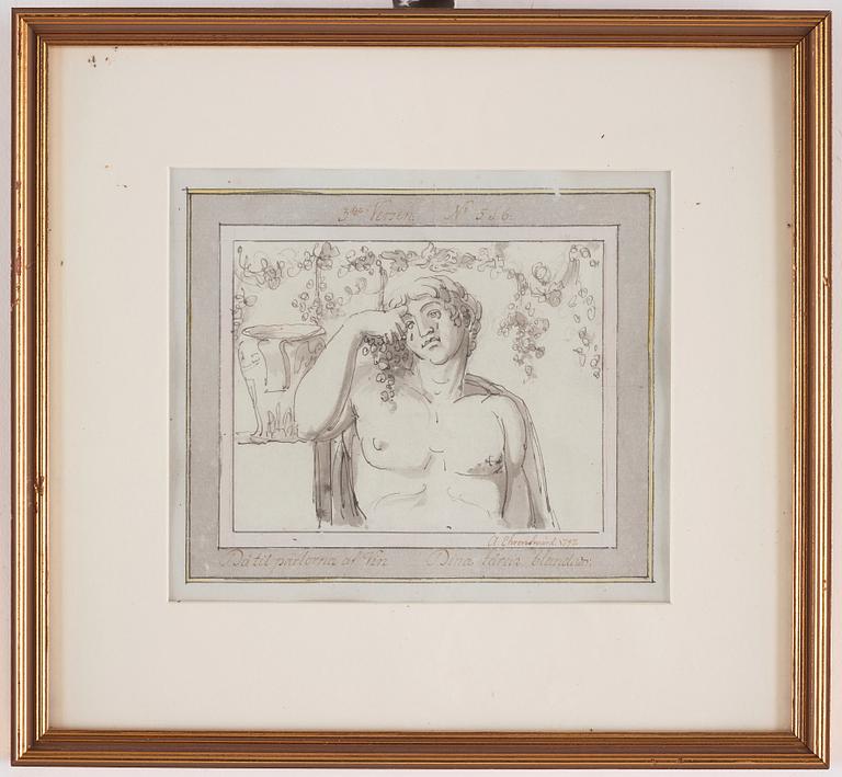 Carl August Ehrensvärd, "Goda gosse, glaset töm". Illustrations for drinking songs, 24.