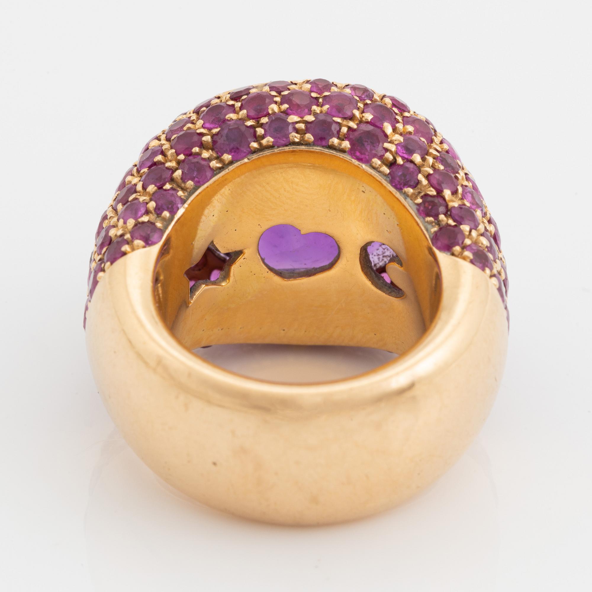 Amethyst and pink sapphire ring.