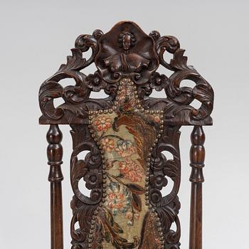 Two chairs, Baroque/Baroque style, circa 1900 with earlier parts.