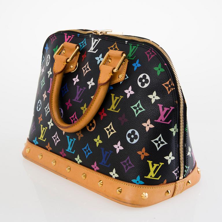 LOUIS VUITTON Black Multicolor Alma Handbag.