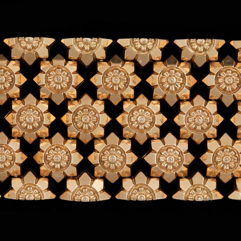 ARMBAND, guld, 18K, 1900-talets mitt/andra hälft. Vikt ca 68 gram.