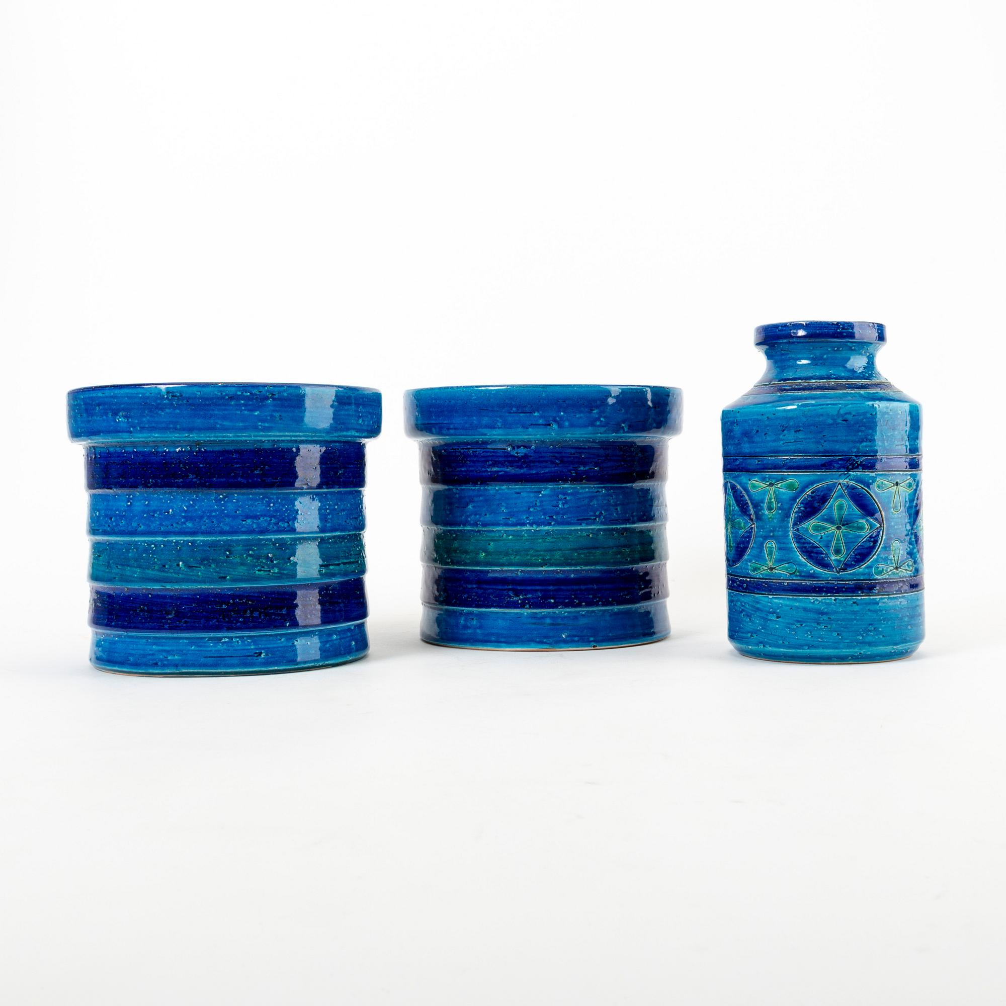 A set of three Bitossi stoneware vases later part of the 20th century.