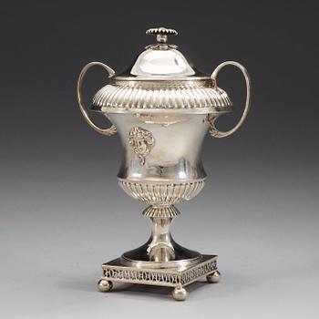 A Swedish 18th century silver sugar-bowl and cover, makers mark of Mikael Nyberg, Stockholm 1798.
