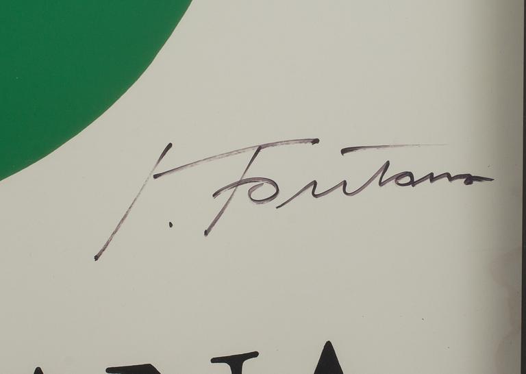 LUCIO FONTANA, affisch med perforering, signerad.