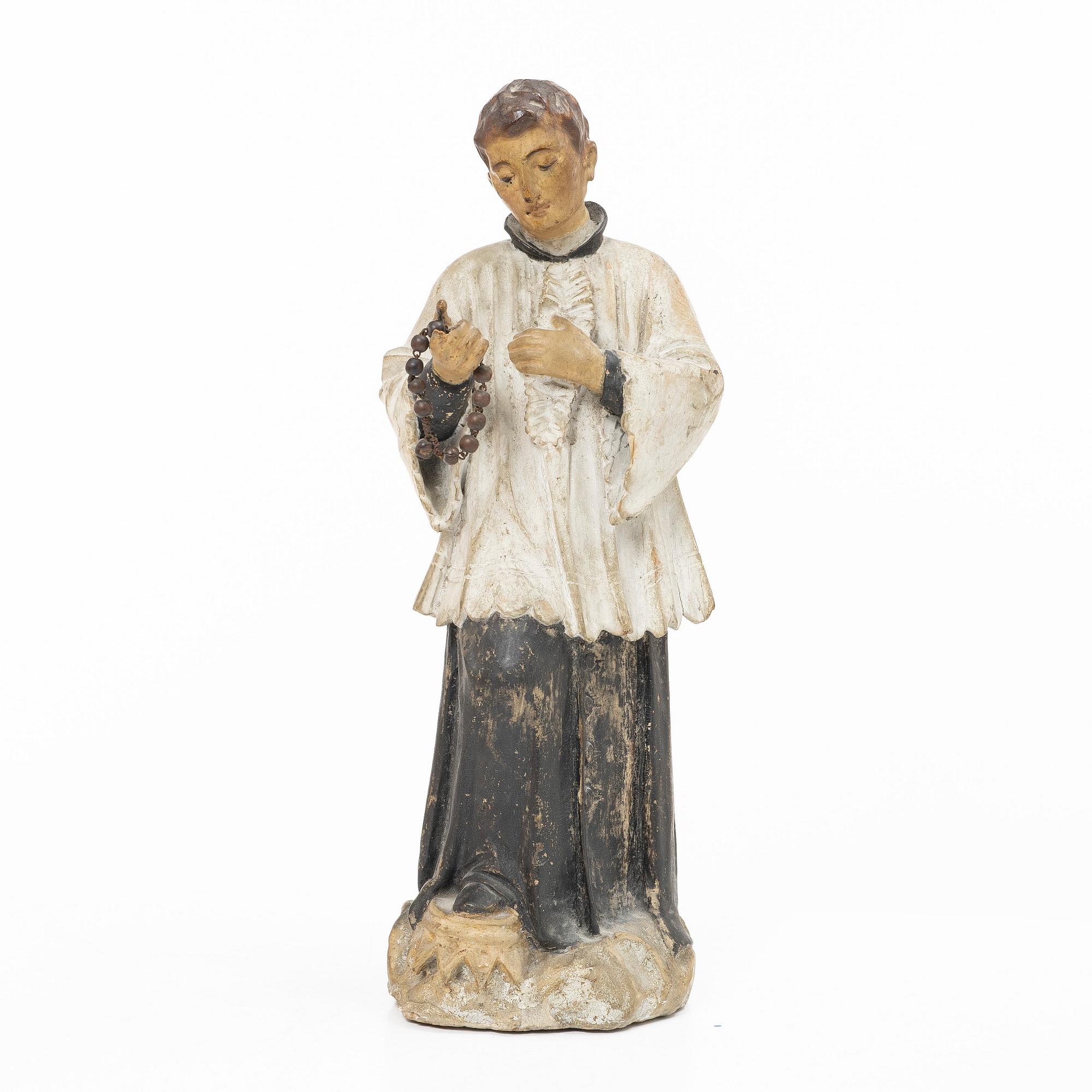 Wood sculpture, saint figure, 19th century.