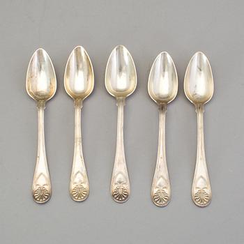 JOHAN CARLSSONS änka, Norrköping 1836, Matskedar, 6 st, silver.