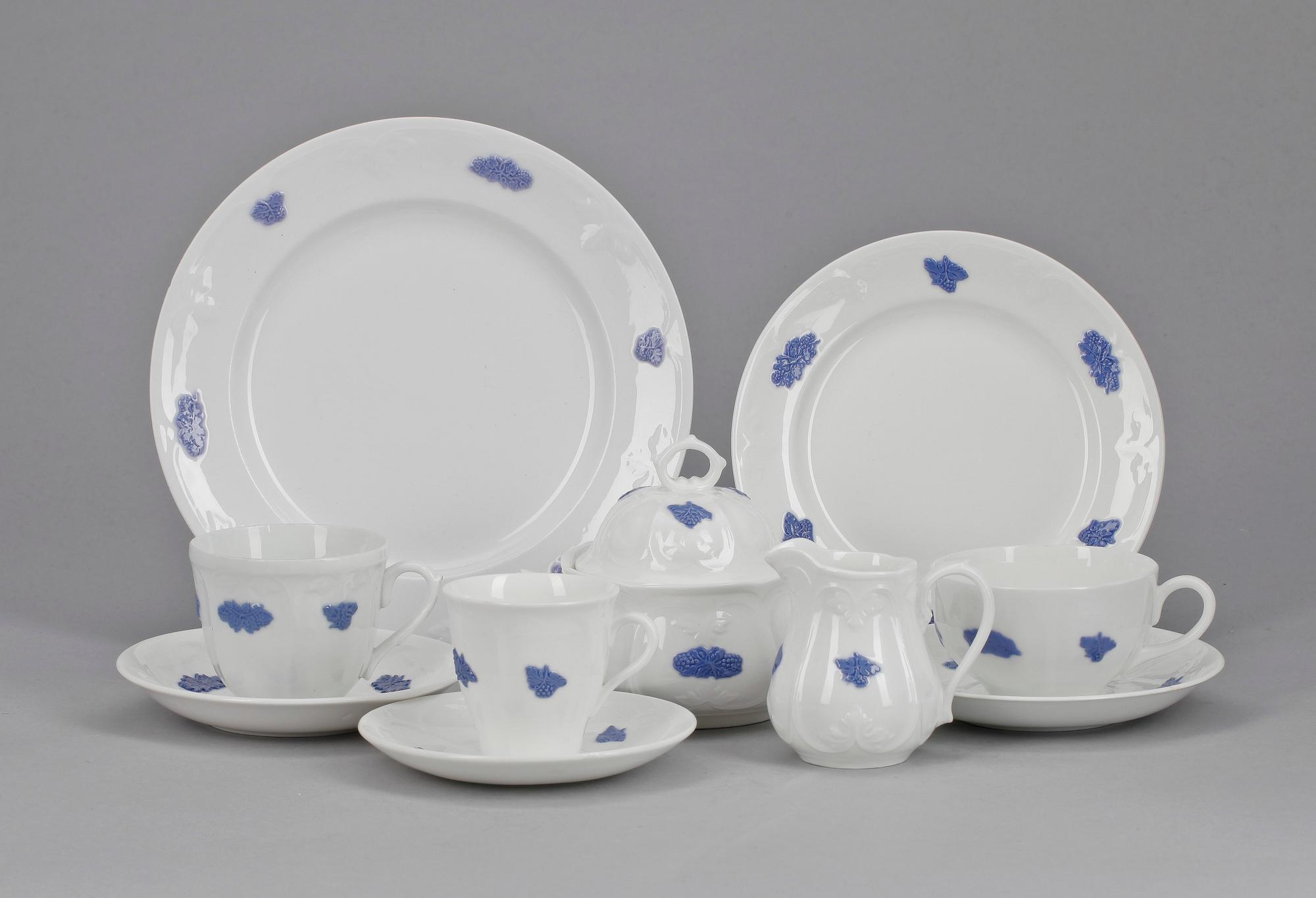 KAFFE/TESERVIS, porslin, "Blå blom" Gustavsberg, 1900-tal.