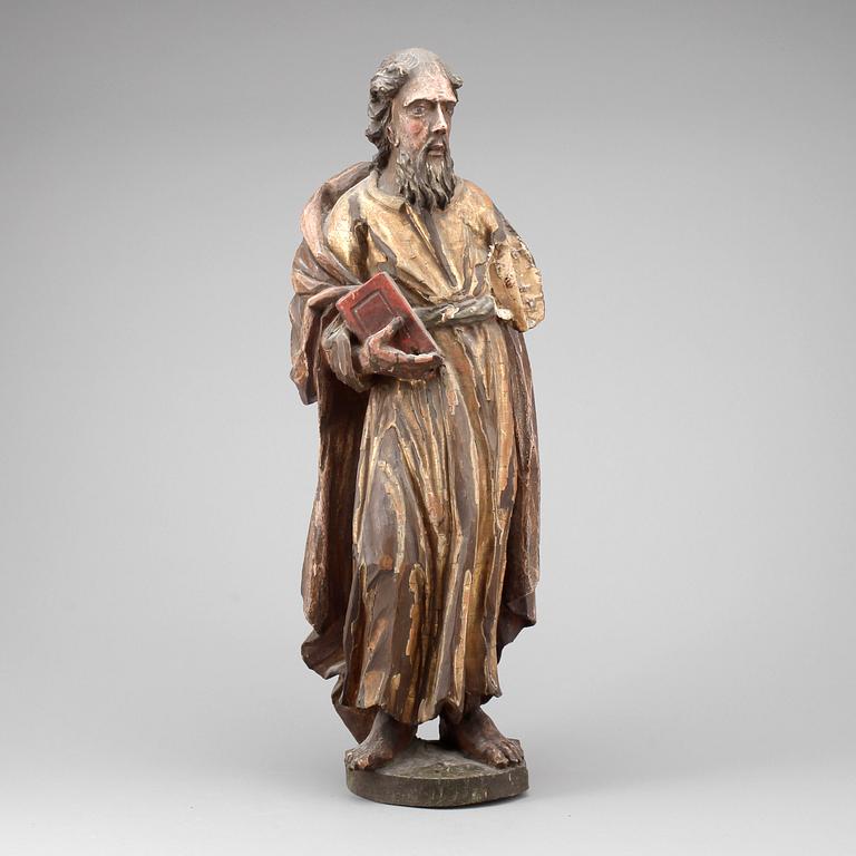 SKULPTUR, bemålat trä, omkring 1900.