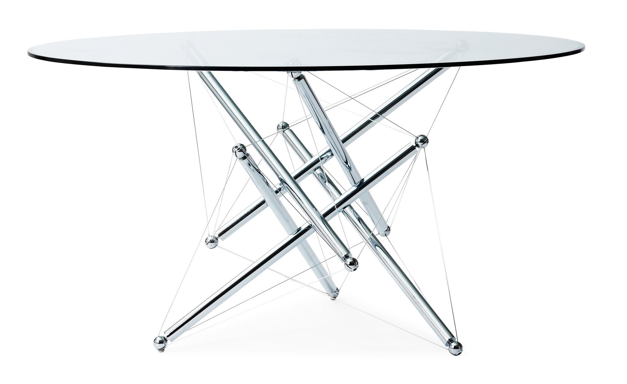 A Theodore Waddell '714' chromed steel and glass dining table, Cassina, Italy.