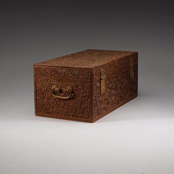 A Hardwood rectangular box, Qing dynasty (1644-1912).