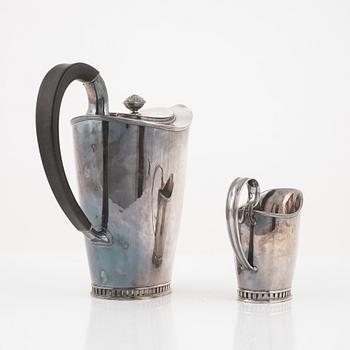 Sven-Arne Gillgren, kaffekanna och gräddskål, silver, GAB.