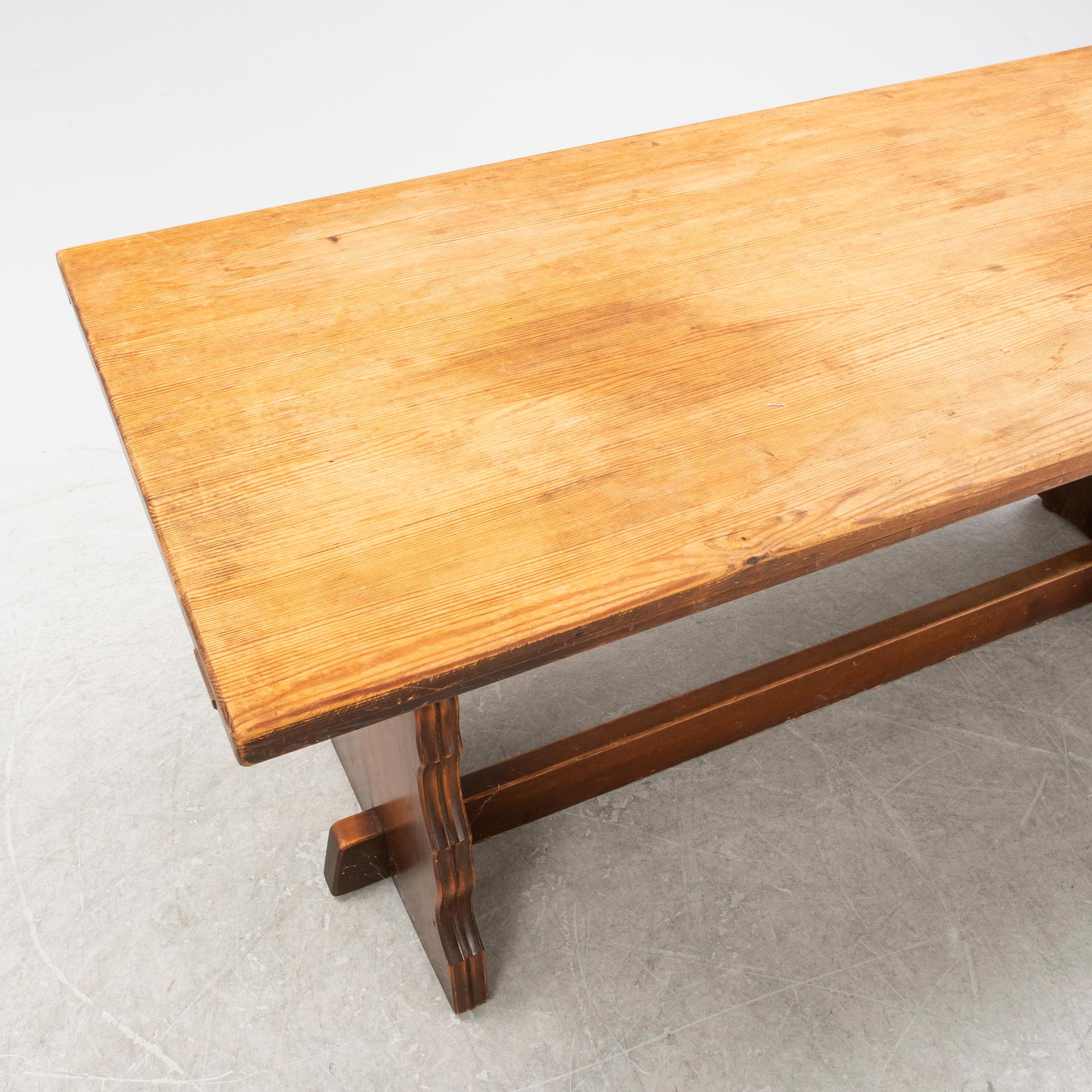 A stained pine dining table from Åby Möbelfabrik, 1940s.