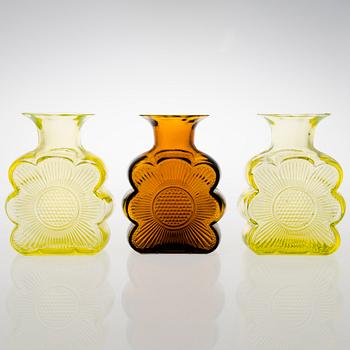TAMARA ALADIN, VASER, 3 st, glas, "Amuletti", 1731, Riihimäen Lasi, 1971-1975.