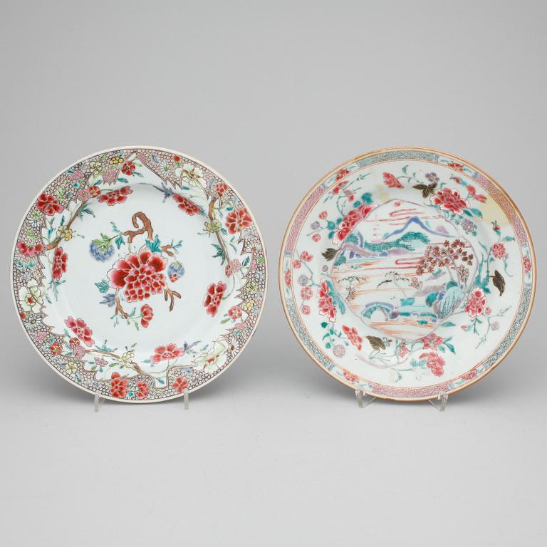 TALLRIKAR, 4 st, porslin, Qingdynastin, Qianlong (1736-95).