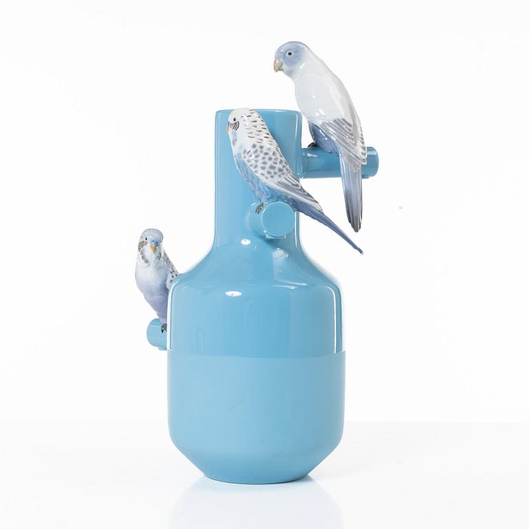 A 'Parrot Parade' vase, Lladro, Spain.