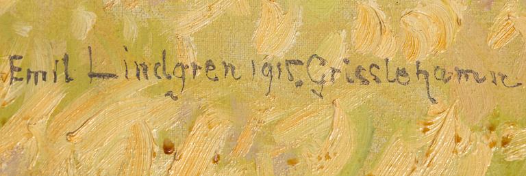 Emil Lindgren, oil on canvas, signed and dated Grisslehamn 1915.
