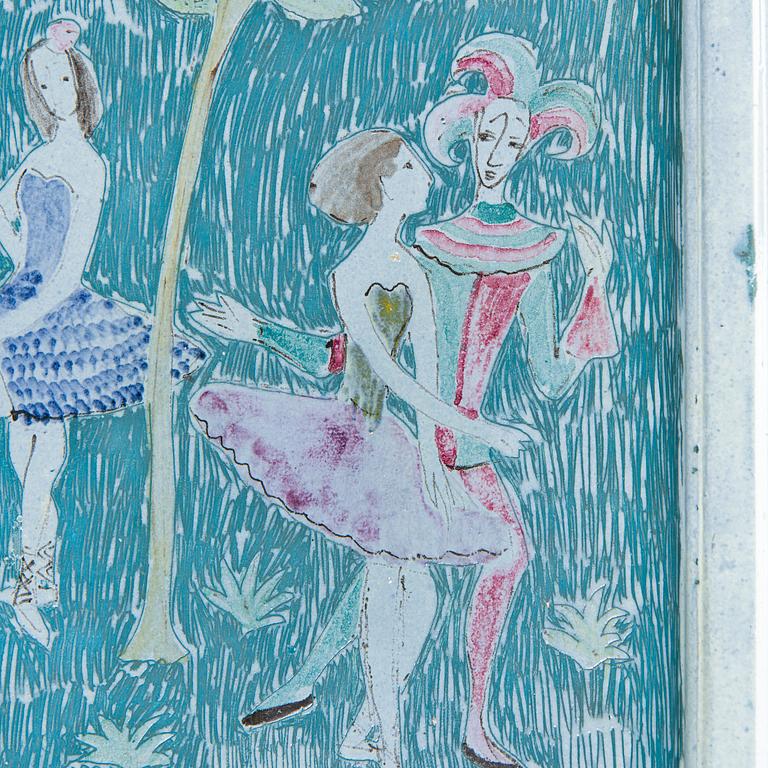 Birger Kaipiainen, tarjotin, kivitavaraa, signeerattu Kaipiainen 1943 Arabia,.