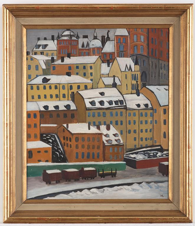 Hilding Linnqvist, A Stockholm winter scene.