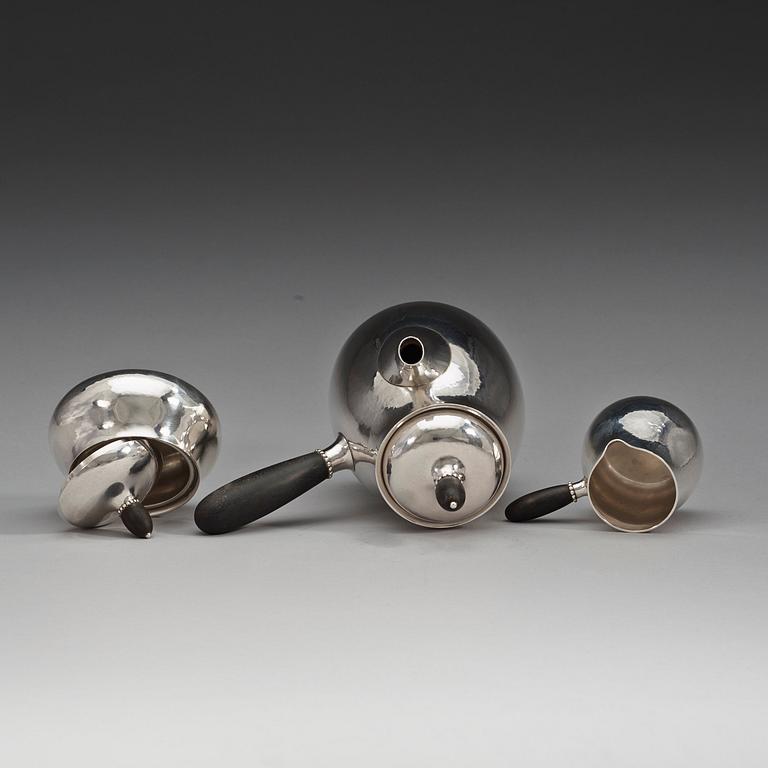 GEORG JENSEN, kaffeservis, 3 delar, Köpenhamn 1929, sterling,