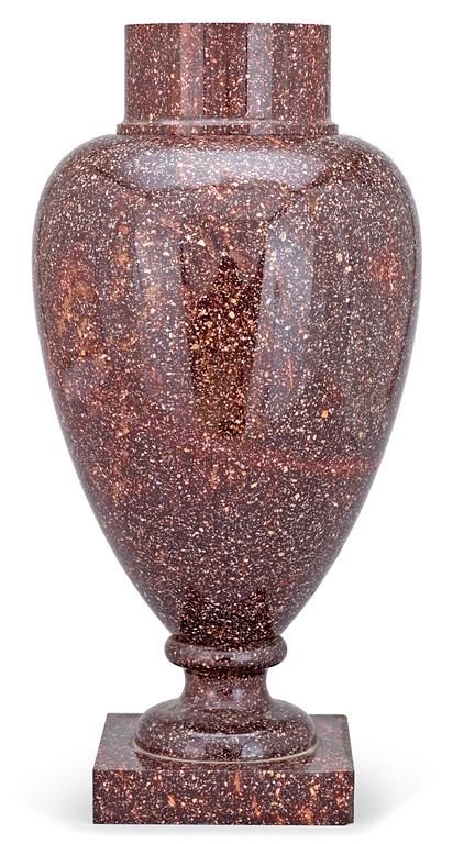 A Swedish Empire porphyry urn.