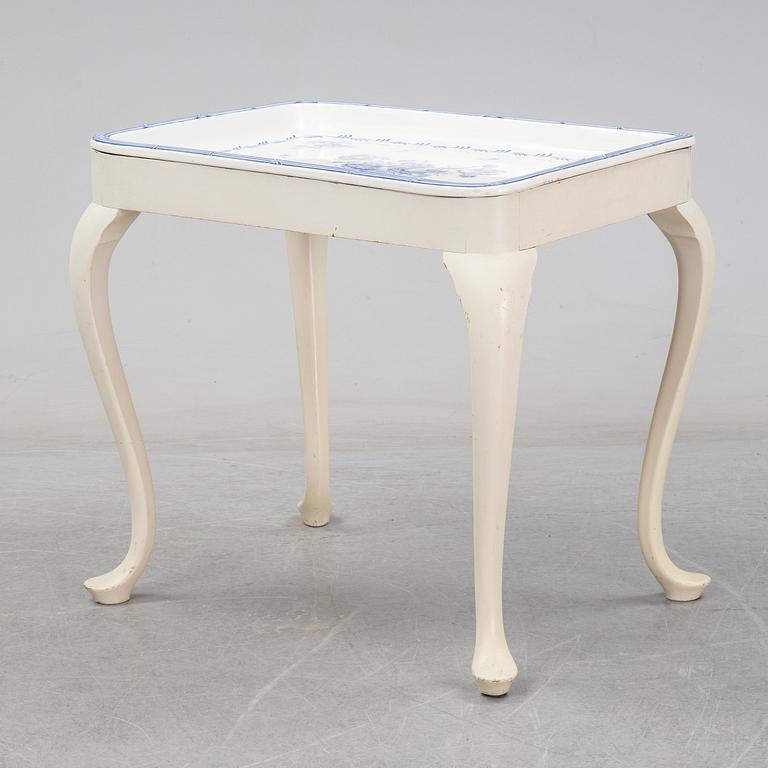 Tea table, a Rococo style table, tray signed and dated a tergo Rörstrand E.L. 1926.