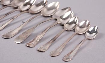 PARTI BESTICKUPPSÄTTNING, silver, 1800/1900-tal. 2934 g.