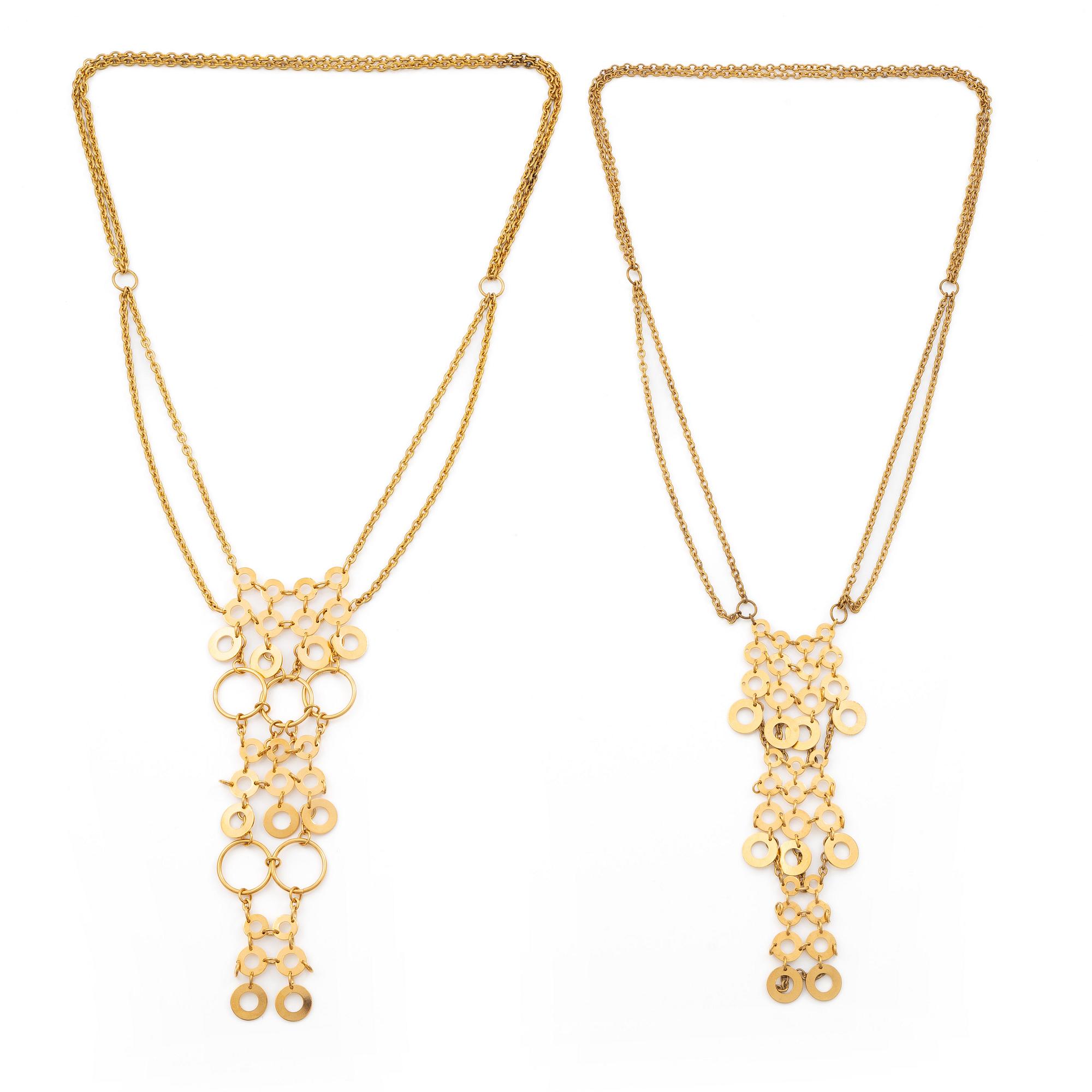 Siv Lagerström two necklaces in yellow metal.