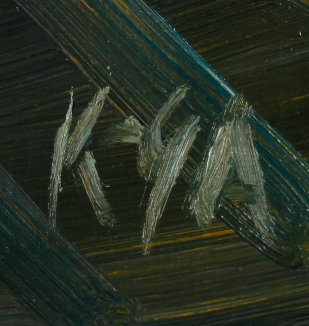 OKÄND KONSTNÄR, olja på pannå, monogramsign KGA, 1900-talets mitt.