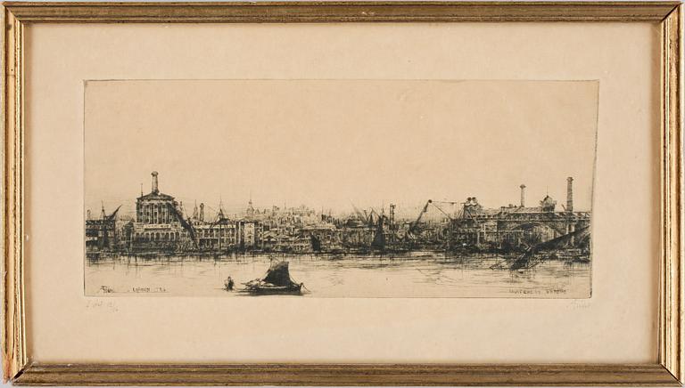 AXEL FRIDELL, torrnålsgravyr, London, 1926. Signerad i blyerts.