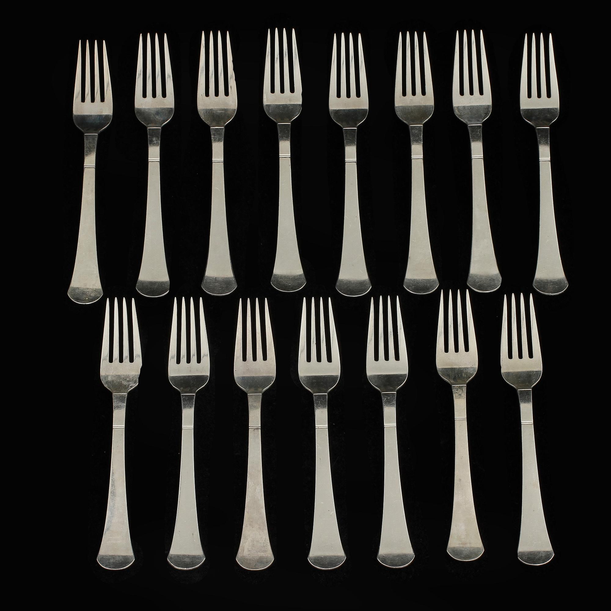 BESTICKSERVISDELAR, 45 st, silver, GAB, Stockholm, 1950/60-tal. Vikt 1 575 g.